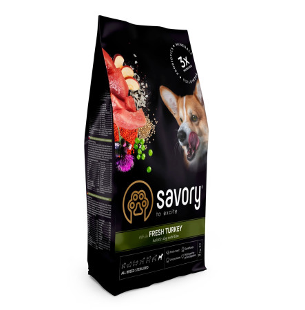 Savory Adult All Breeds Sterilised Fresh Turkey 12 кг